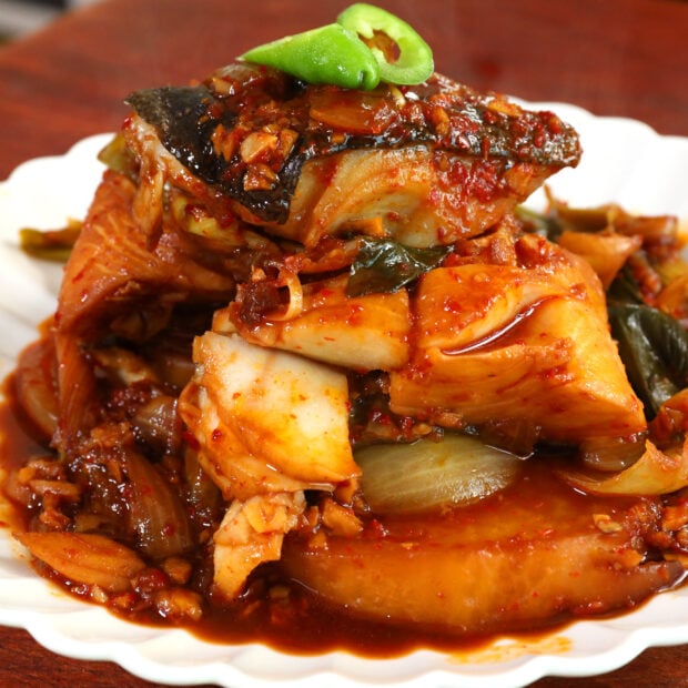 Korean style braised black cod