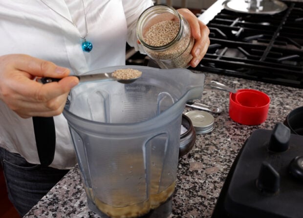 Adding sesame seeds
