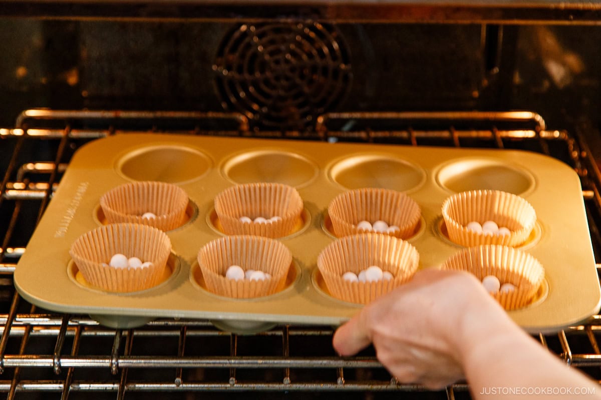 Blind baking the pastry.