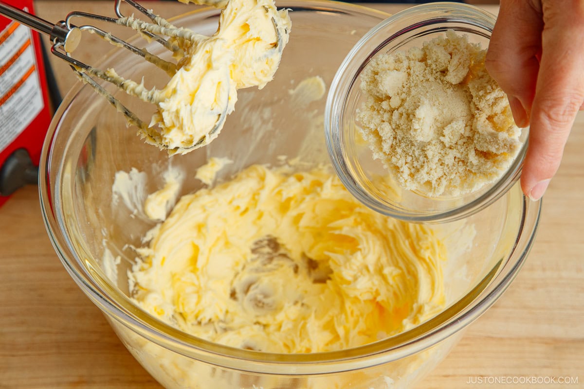 Adding the almond flour.