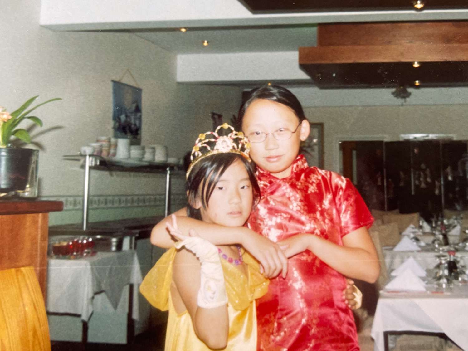 Photo of two children in a British Chinese restaurant