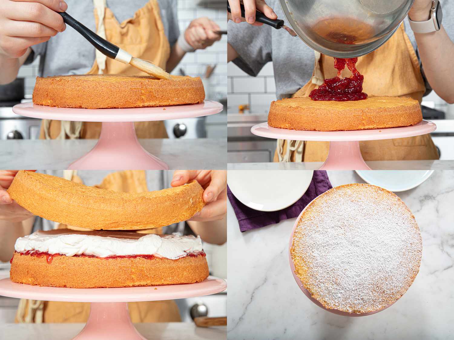 Four image collage of assembling