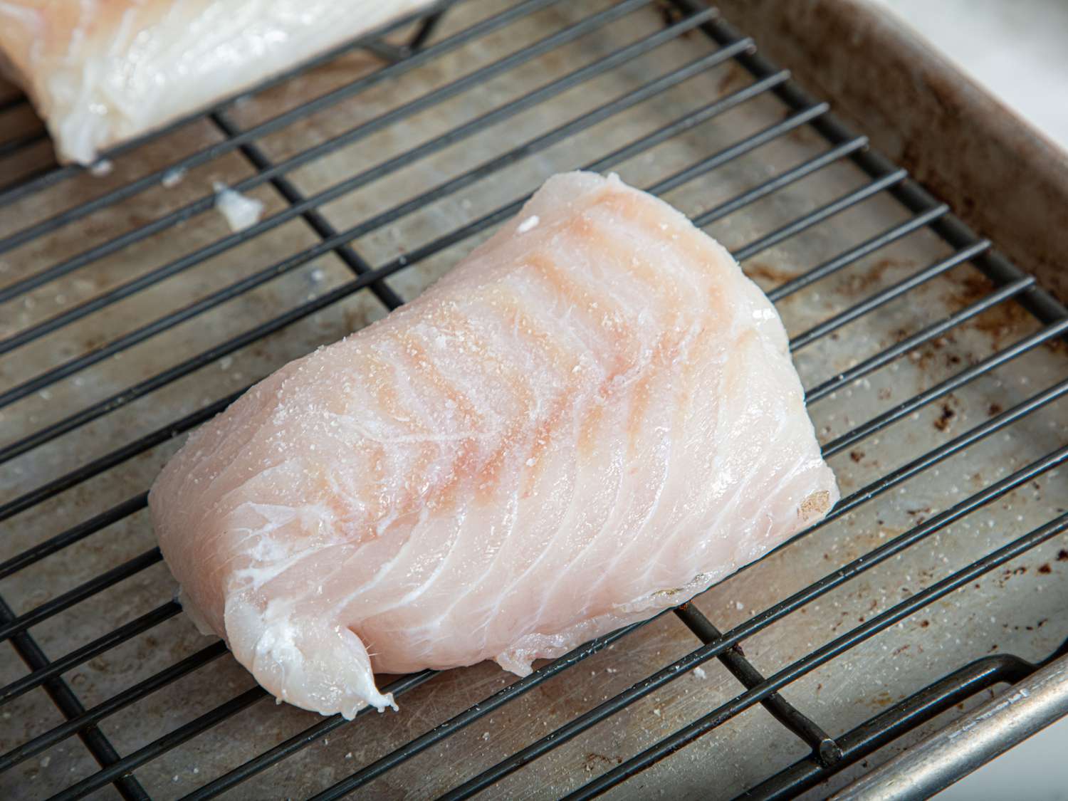 Overhead view of salted fish
