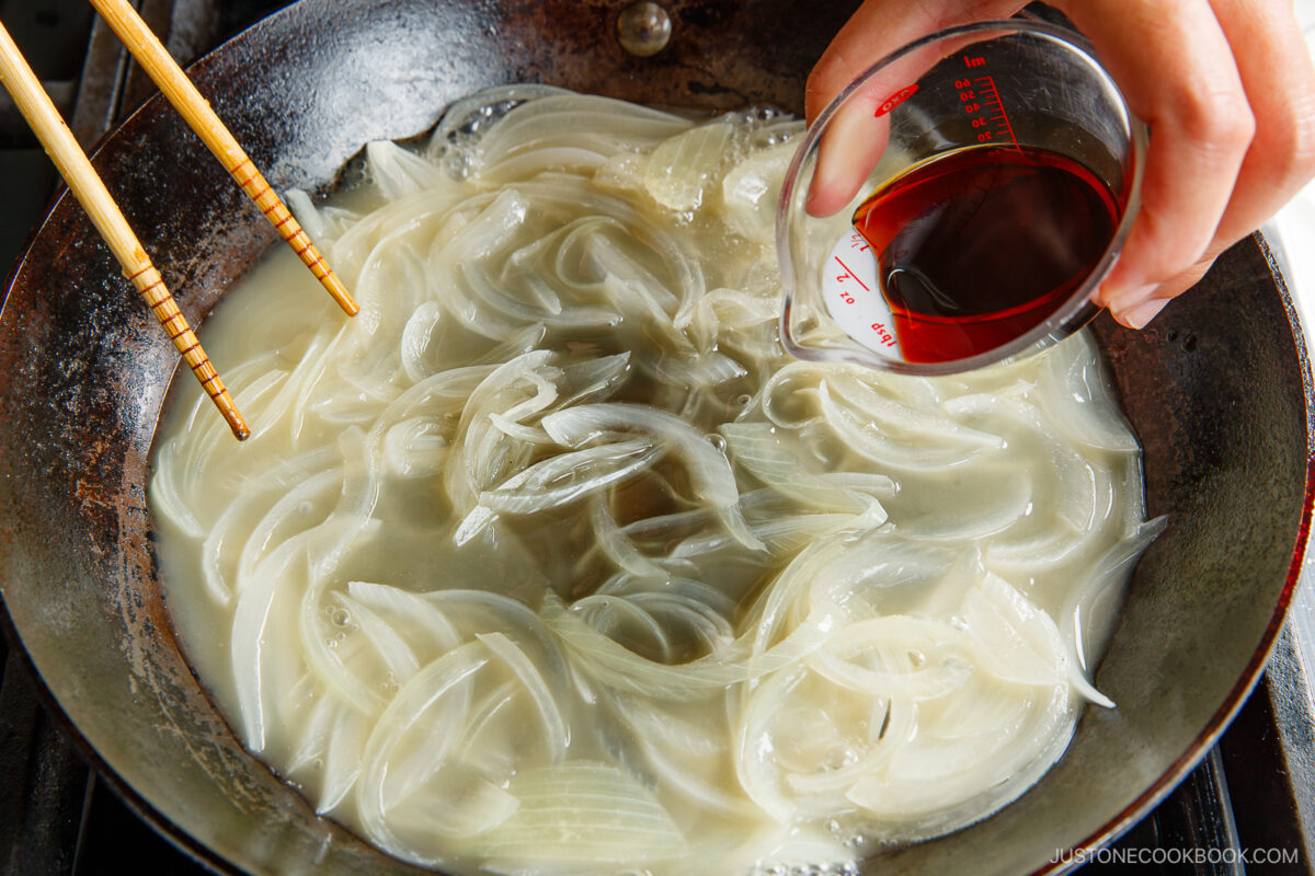 Add the seasonings to the dashi.