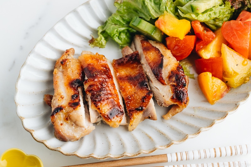 Shio Koji Chicken on a oval plate.