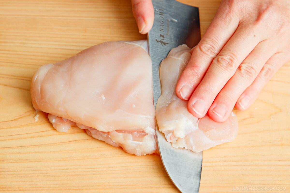 Slice the chicken breast.