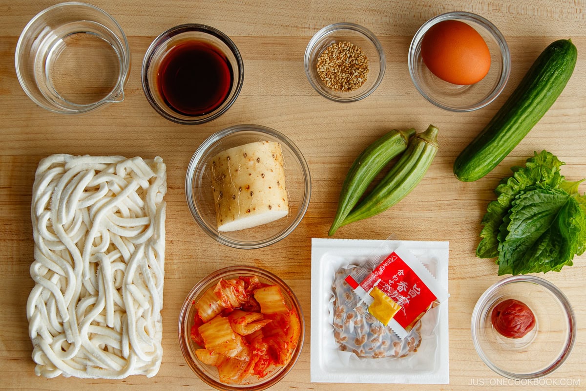 Cold Natto Udon Ingredients