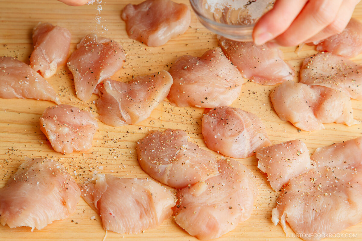 Season the chicken with salt and black pepper.