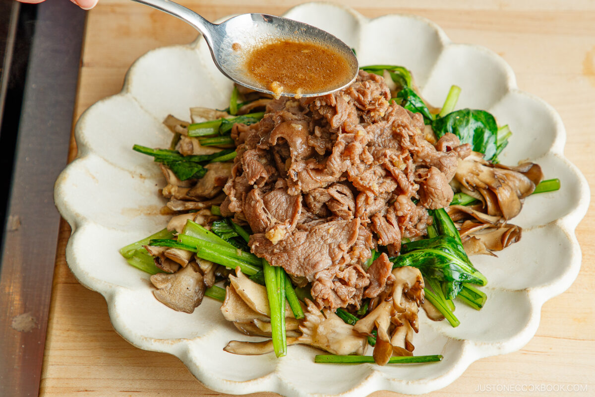 Drizzle the pan sauce over the dish.