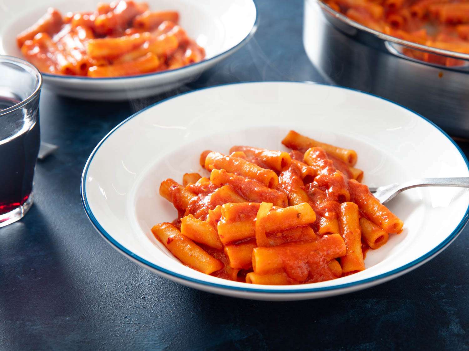 Two bowls of homemade 'nduja pasta.