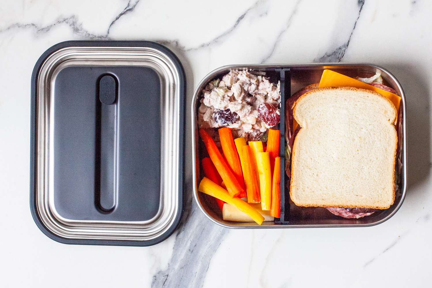 Bentgo Microsteel Lunch Box with food in it