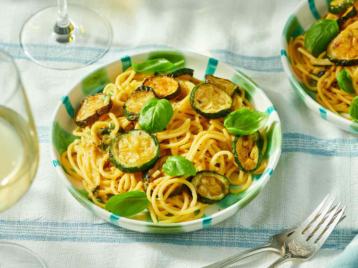 Side angle view of Spaghetti alla Narano