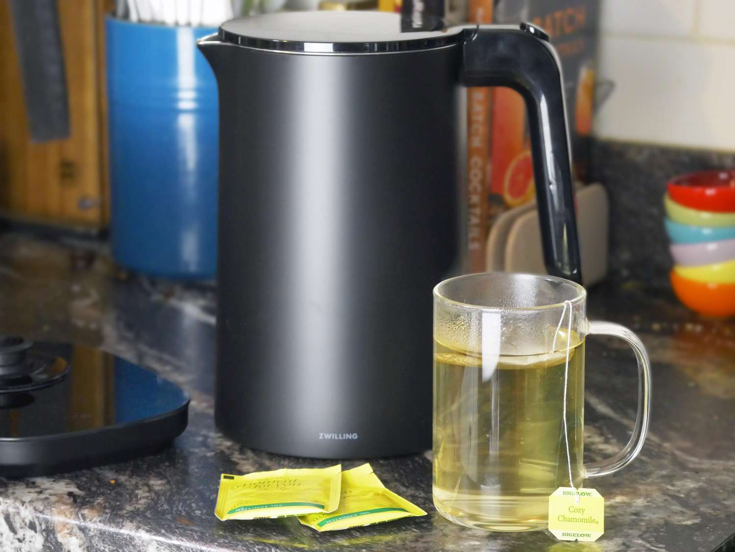 the Zwilling kettle with a cup of tea